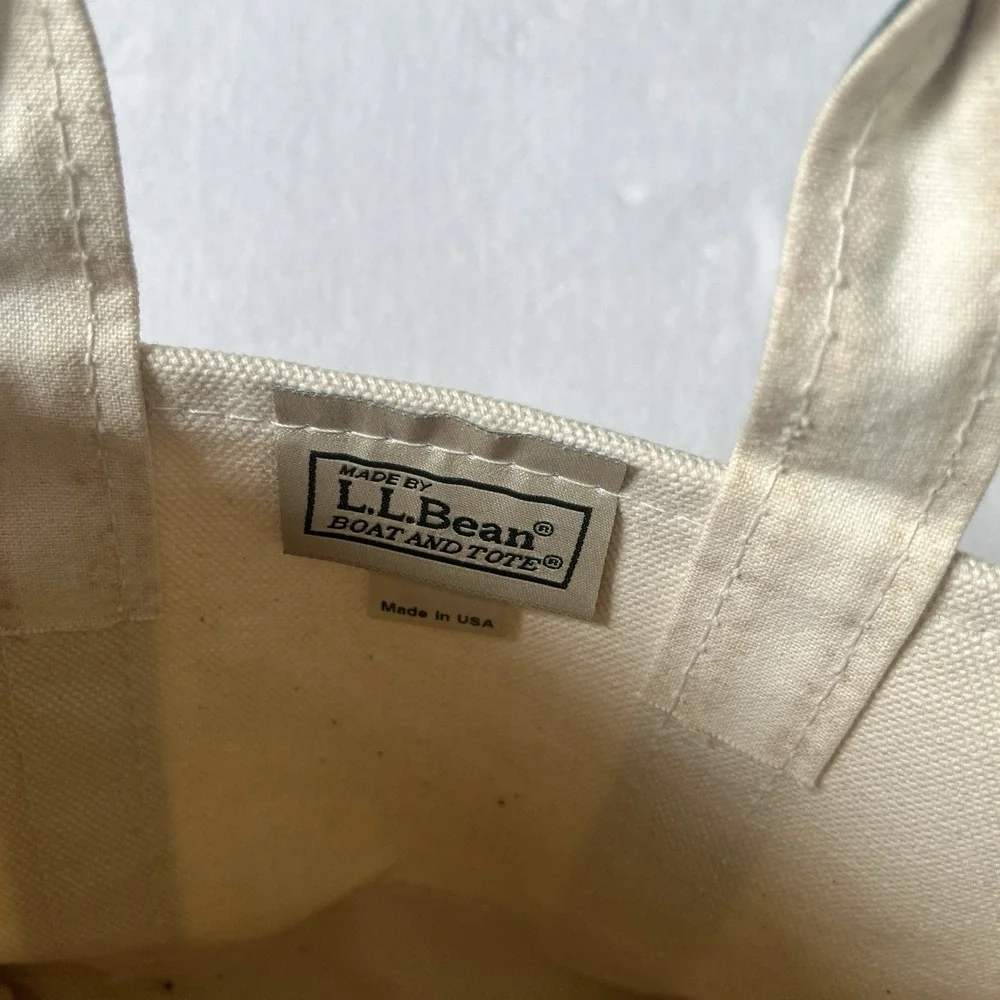 LL Bean Mini Boat And Tote Clover Embroidered USA Made Canvas Green 6'' Lucky 🍀